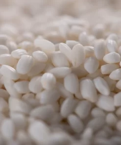 Glutinous rice grains are chalky white