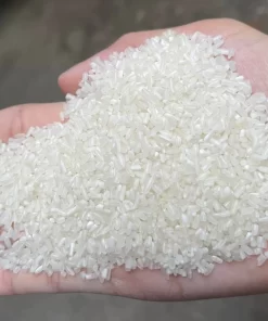 The rice grains are opaque white