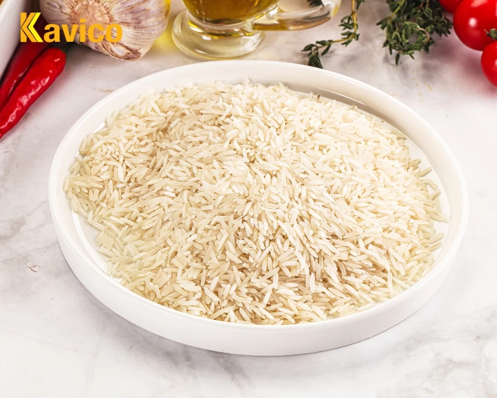 Basmati rice grains are long and slender